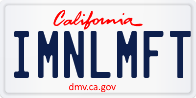 CA license plate IMNLMFT