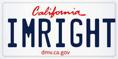 CA license plate IMRIGHT