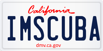 CA license plate IMSCUBA