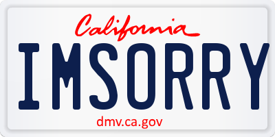 CA license plate IMSORRY