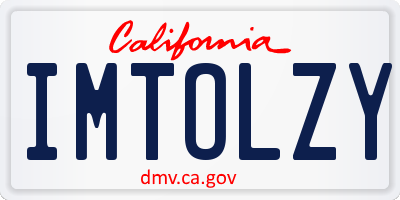 CA license plate IMTOLZY