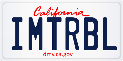 CA license plate IMTRBL
