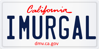 CA license plate IMURGAL