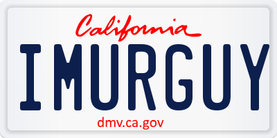 CA license plate IMURGUY