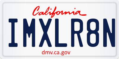 CA license plate IMXLR8N