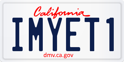 CA license plate IMYET1