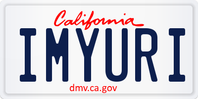 CA license plate IMYURI