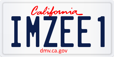 CA license plate IMZEE1