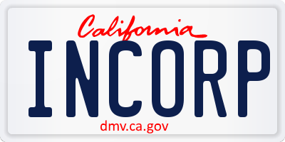 CA license plate INCORP