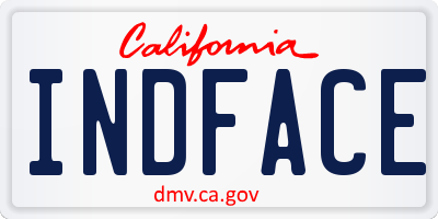 CA license plate INDFACE