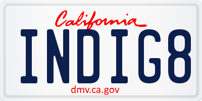 CA license plate INDIG8