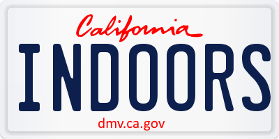 CA license plate INDOORS