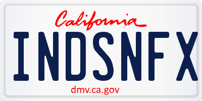 CA license plate INDSNFX