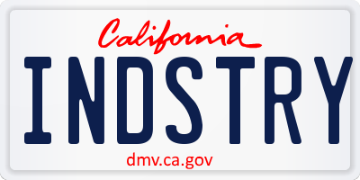 CA license plate INDSTRY