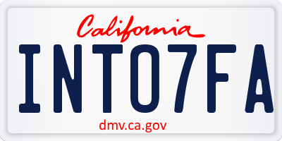 CA license plate INTO7FA