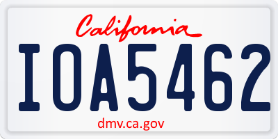 CA license plate IOA5462