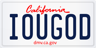 CA license plate IOUGOD