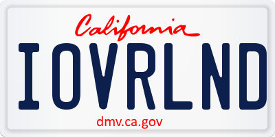 CA license plate IOVRLND