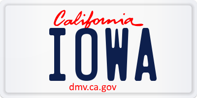 CA license plate IOWA