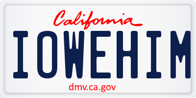 CA license plate IOWEHIM