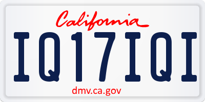 CA license plate IQ17IQI