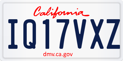 CA license plate IQ17VXZ