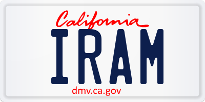 CA license plate IRAM