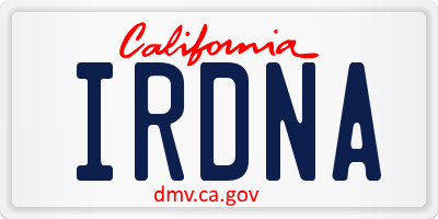 CA license plate IRDNA