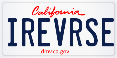 CA license plate IREVRSE