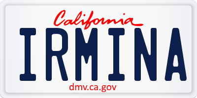 CA license plate IRMINA