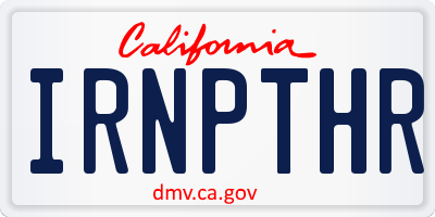 CA license plate IRNPTHR