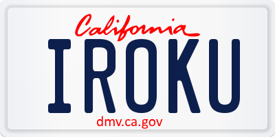 CA license plate IROKU