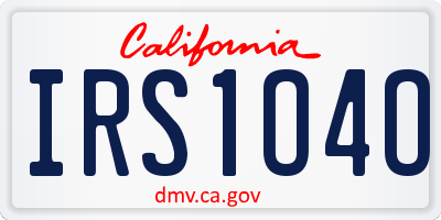 CA license plate IRS1O4O