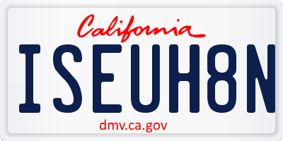 CA license plate ISEUH8N