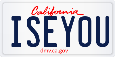 CA license plate ISEYOU