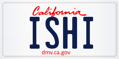 CA license plate ISHI