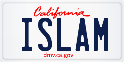 CA license plate ISLAM