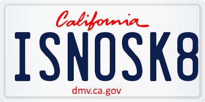 CA license plate ISNOSK8