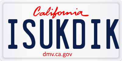 CA license plate ISUKDIK