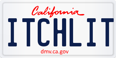 CA license plate ITCHLIT