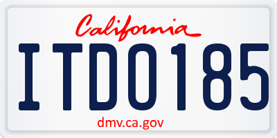 CA license plate ITDO185