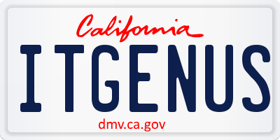 CA license plate ITGENUS