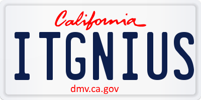 CA license plate ITGNIUS