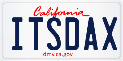 CA license plate ITSDAX