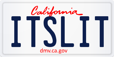 CA license plate ITSLIT