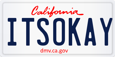 CA license plate ITSOKAY