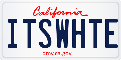 CA license plate ITSWHTE