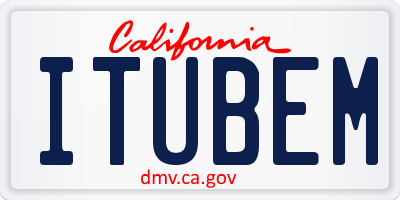 CA license plate ITUBEM