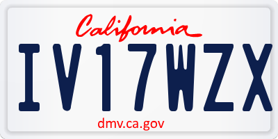 CA license plate IV17WZX