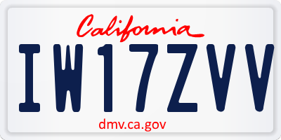 CA license plate IW17ZVV